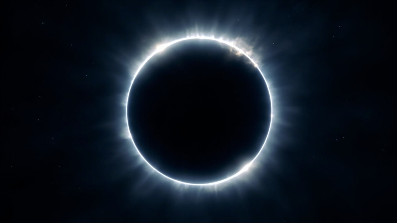 Total solar eclipse with glowing corona