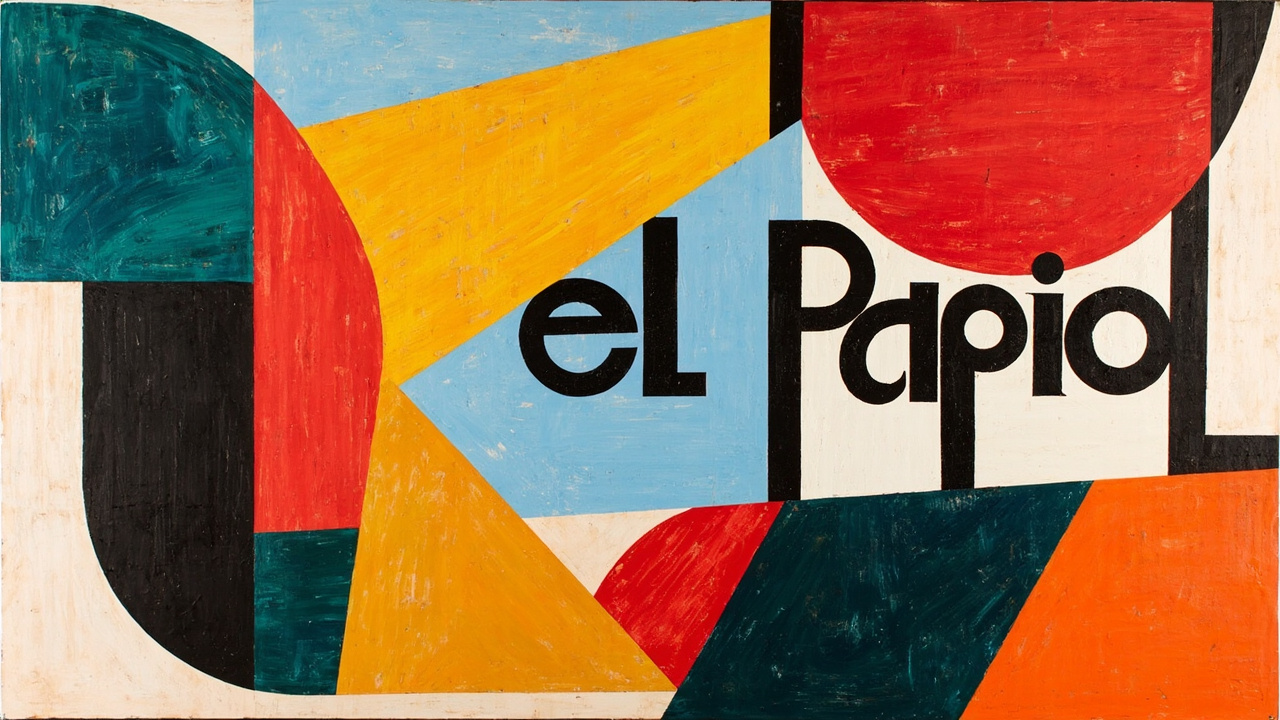Cuadro abstracto con formas geométricas y la palabra "El Papiol"
