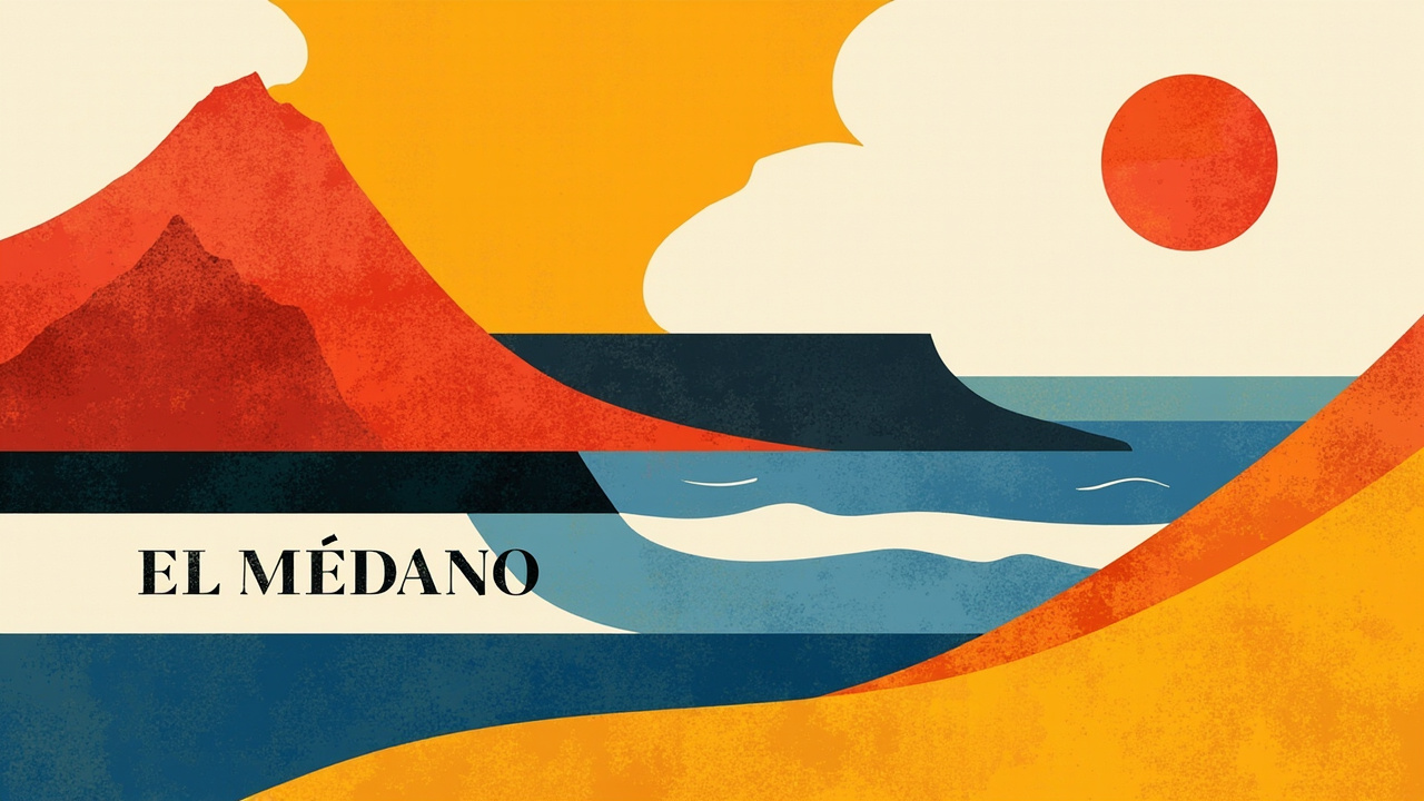 Cuadro abstracto con formas geométricas y la palabra "El Médano"